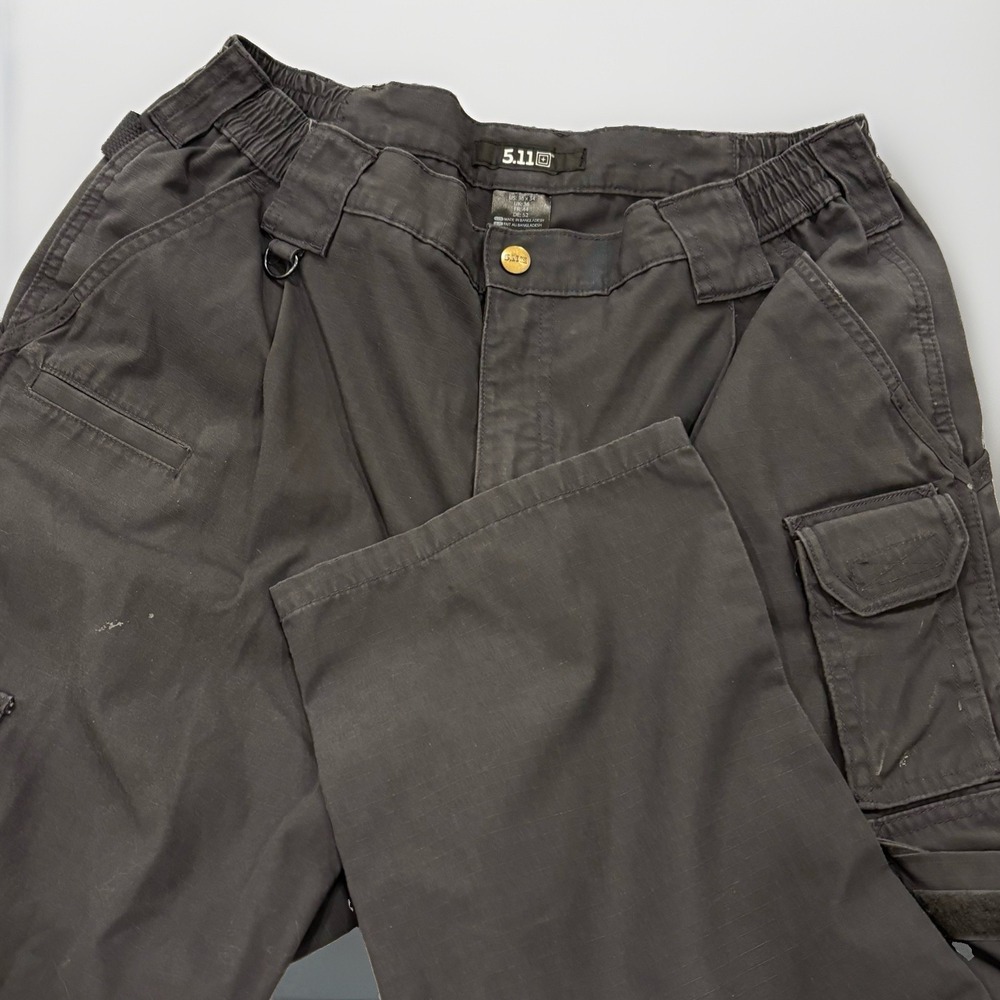 5.11 Tactical Cargo Utility Pants Mens 36x34 Black Ripstop Double Knee Trousers